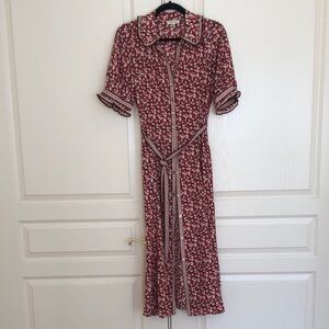 Max Studio Burgundy Floral Midi Dress
